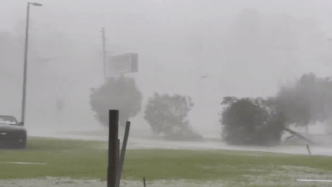 An image showing powerful winds within the eyewall of Hurricane Idalia on Wednesday, August 30, 2023.