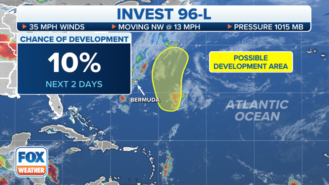 The latest information for Invest 96L in the Atlantic Ocean.