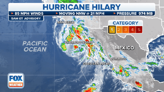 The latest information on Hurricane Hilary on Sunday, August 20, 2023.