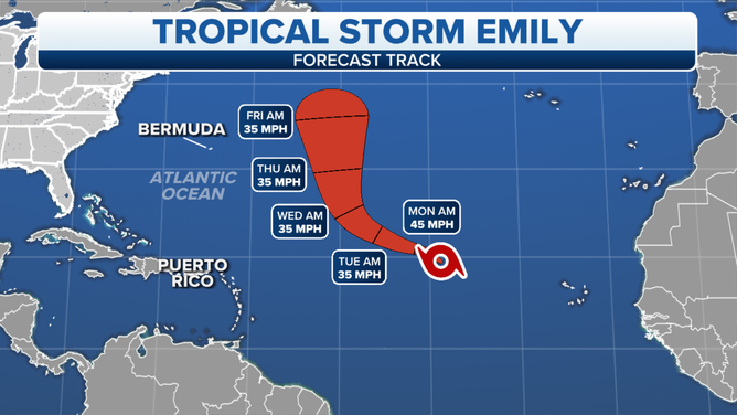 Tropical Storm Emily cone.