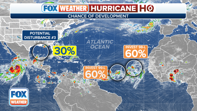 The tropical weather outlook for the Atlantic Ocean.