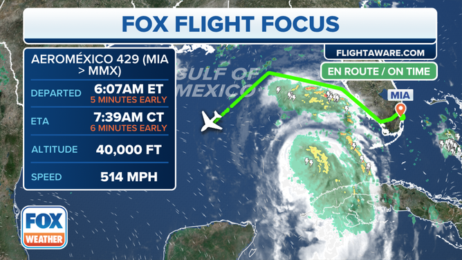 AeroMexico flight to Miami reroutes around Hurricane Idalia.