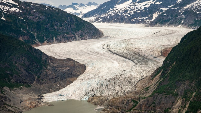 FILE - Mendenhall Glacier in the Tongass National Forest near the city of Juneau, Alaska, Tuesday, July 6, 2021.