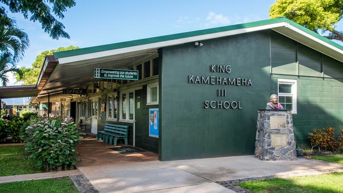 Lahaina, Maui, Hawaii. King Kamehameha Iii Elementary School. This school is rated above average in school quality compared to other schools in Hawaii.. (Photo by: Michael Siluk/UCG/Universal Images Group via Getty Images)