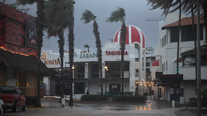 View of the street in Cabo San Lucas, Baja California state, Mexico on August 19, 2023. Hurricane Hilary strengthened into a major storm in the Pacific on Friday and was expected to further intensify before approaching Mexico's Baja California peninsula over the weekend, forecasters said. Mexico prepared Friday for a powerful Pacific hurricane that triggered a warning of "potentially catastrophic" flooding in a northwestern tourist region and the neighbouring US state of California. Hurricane Hilary threatened to bring strong winds, flash floods and "life-threatening" surf and rip current conditions, the US National Hurricane Center (NHC) said.