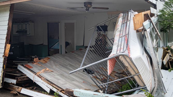 A destroyed home following Hurricane Idalia in Horseshoe Beach, Florida, US, on Wednesday, Aug. 30, 2023.