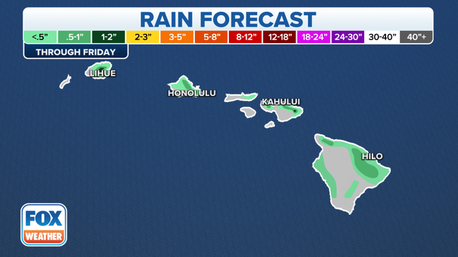 Hawaii rain forecast through Friday.