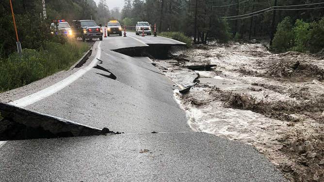 Flooding washed away Nevada State Road 157 on Aug. 21, 2023. (Image: Nevada DOT)