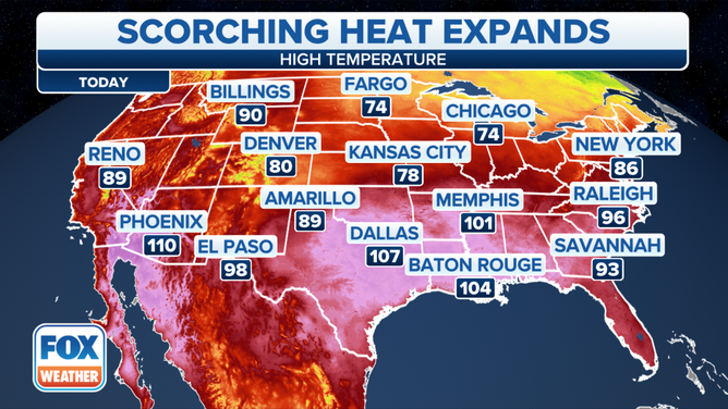 High temperature forecast for Sat. Aug. 26, 2023.