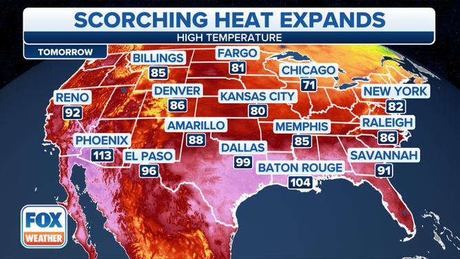 High temperature forecast for Sun. Aug. 27, 2023.