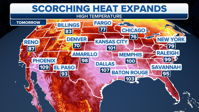 Highs for Friday, August 25, 2023.