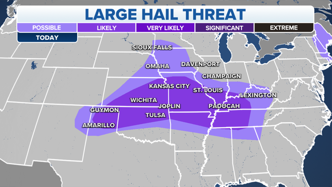 Sunday hail threat forecast for Central U.S.