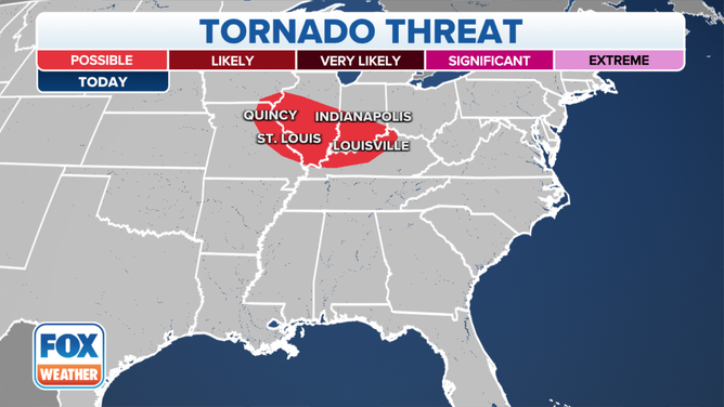 The tornado threat on Sunday, August 6, 2023.