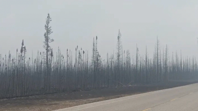 Destruction caused by wildfires near Yellowknife, Northwest Territories, Canada. August 16, 2023.