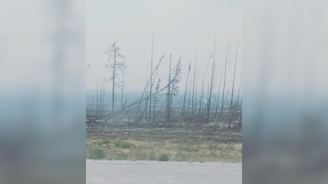 Destruction caused by wildfires near Yellowknife, Northwest Territories, Canada. August 16, 2023.
