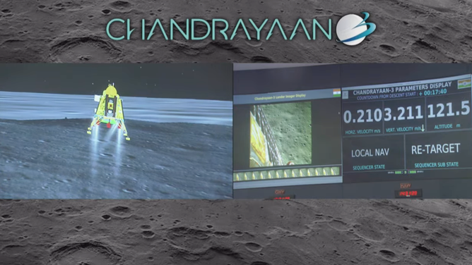 Telemetry data shows the Chandrayaan-3 landing on the Moon on Wednesday, Aug. 23, 2023.