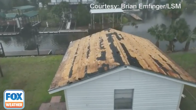 A screen shot of damages in Keaton Beach, Florida after Hurricane Idalia's landfall on Aug. 30, 2023.