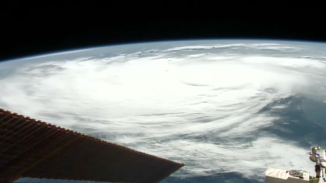 NASA video shows the view from the International Space Station of Hurricane Idalia over Florida and Georgia on Wednesday, August 30, 2023.