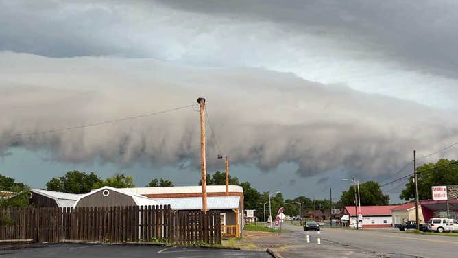 A shelf cloud seen ahead of severe thunderstorms in Sheffield, Alabama on Aug. 7, 2023.