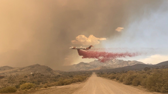 Aircraft dropping retardant on the York Fire North end of the fire. 7-29-23