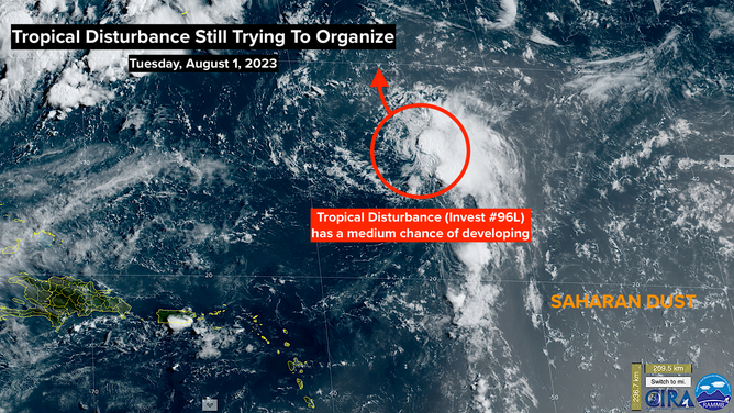 NOAA satellite image of Invest 96L.