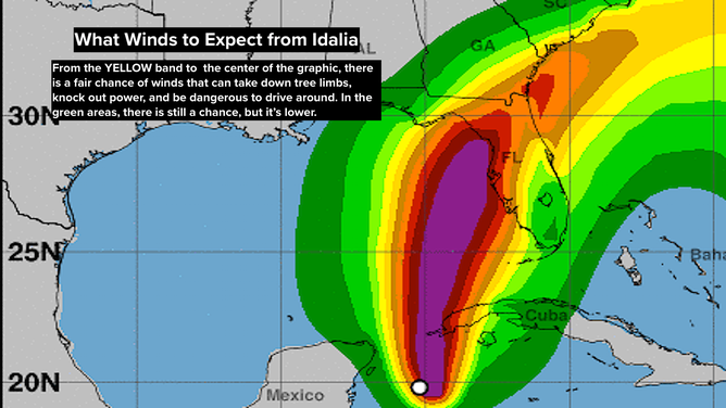 Map shows wind swath expected from Idalia