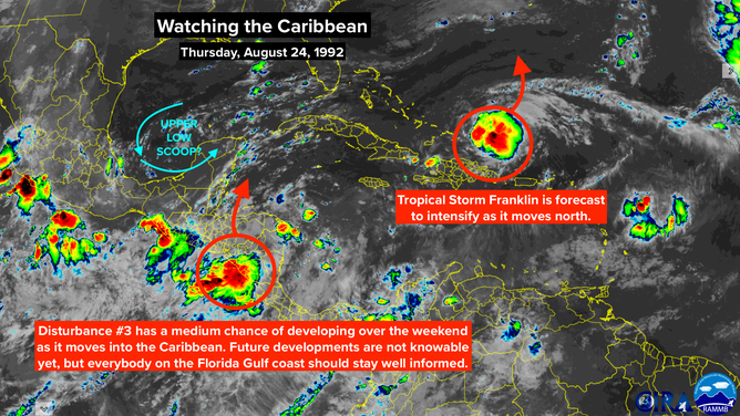 Satellite images show the disturbances being tracked in the Atlantic.