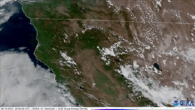 NOAA satellite animation of lightning strikes