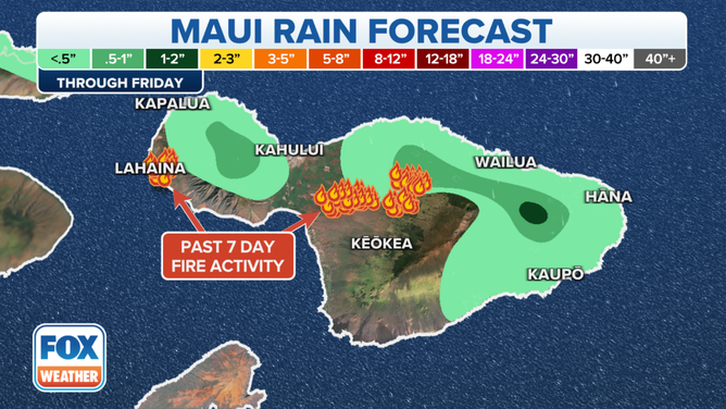 Maui rain totals through Friday.