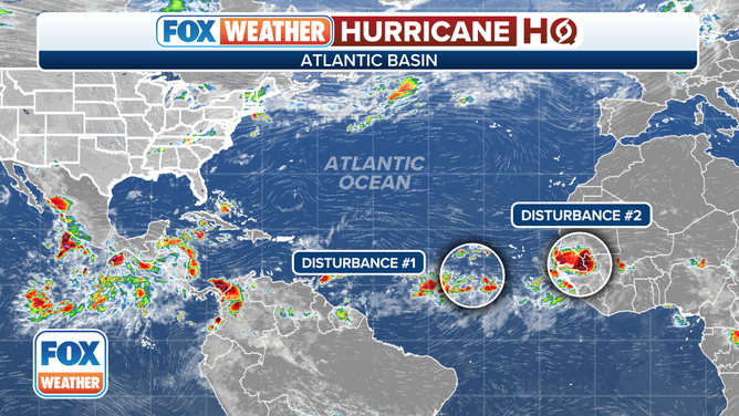 Graphic showing the potential tropical disturbances in the Atlantic basin.