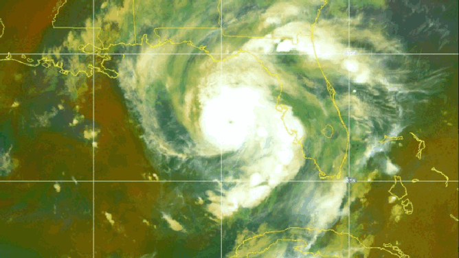 A satellite image of Hurricane Idalia on Wednesday, August 30, 2023.