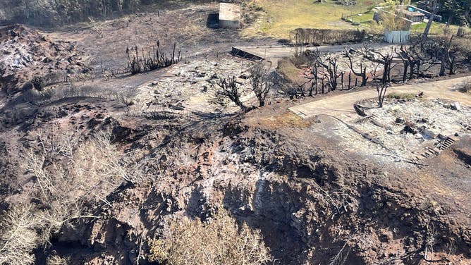 The Hawaii Department of Land and Natural Resources shared images of destruction from wildfires in Kula, Hawaii.