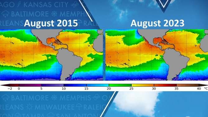 Water temperatures in Pacific Ocean