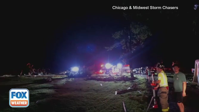 Tornado damage in Webberville, Michigan