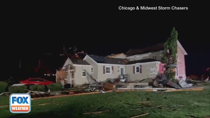 Tornado damage in Webberville, Michigan