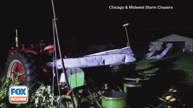 Tornado damage in Webberville, Michigan