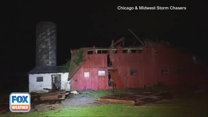 Tornado damage in Webberville, Michigan