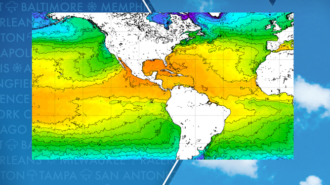 Water temperatures across the Atlantic and Pacific