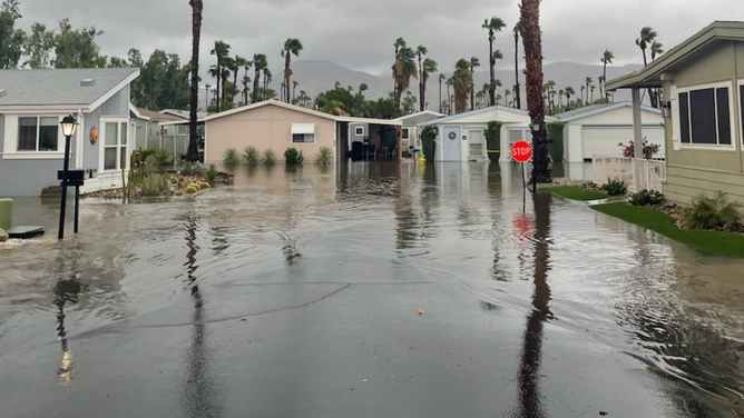 High water floods mobile home park in Cathedral City