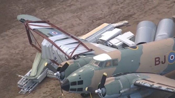 Metal wrapped around the wing of an airplane.