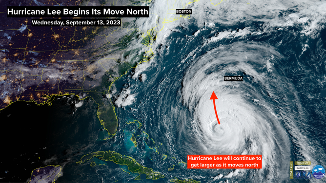 A satellite image of Hurricane Lee.