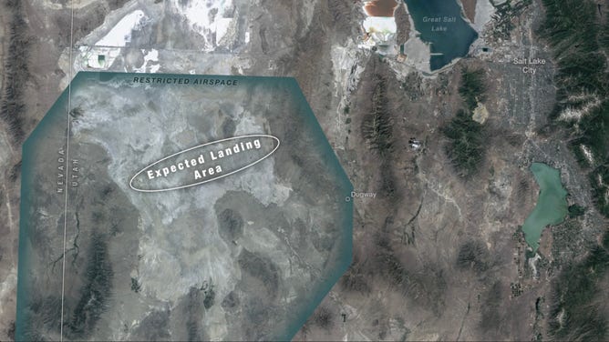 A map of the asteroid Bennu sample landing site in Utah. 