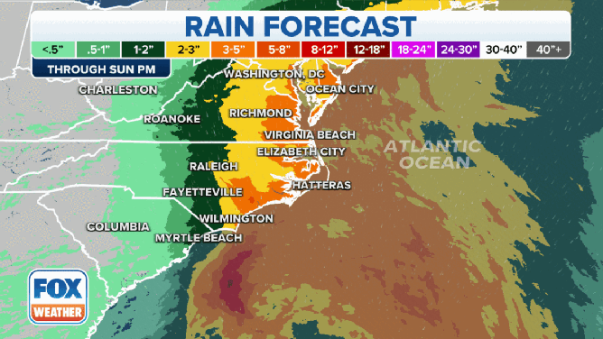 Forecast rain totals from Potential Tropical Cyclone Sixteen.
