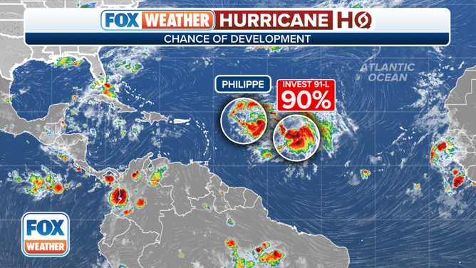 The tropical weather outlook for the Atlantic Ocean.