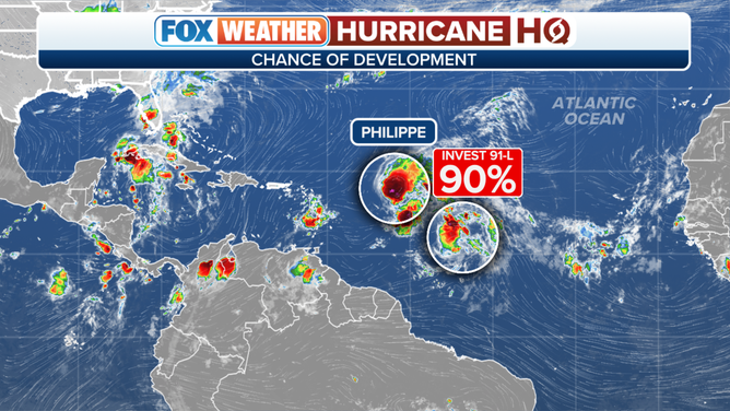 The tropical weather outlook for the Atlantic Ocean.