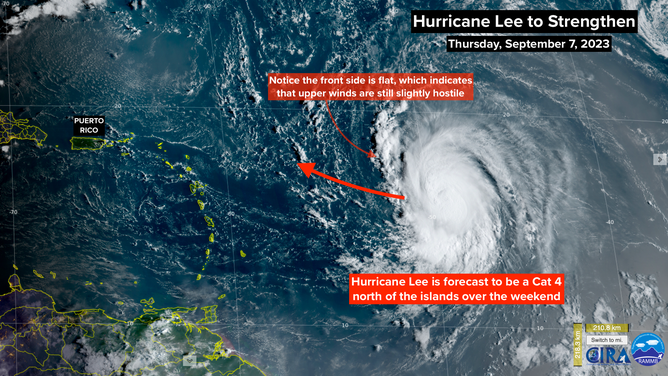 NOAA satellite imagery of Hurricane Lee.