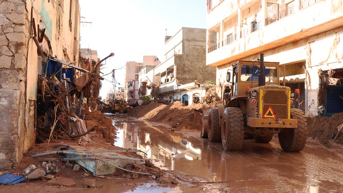 A view of devastation in disaster zones after the floods caused by the Storm Daniel ravaged the region in Derna, Libya on September 12, 2023.