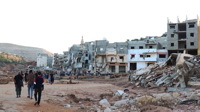 A view of devastation in disaster zones after the floods caused by the Storm Daniel ravaged the region in Derna, Libya on September 12, 2023.