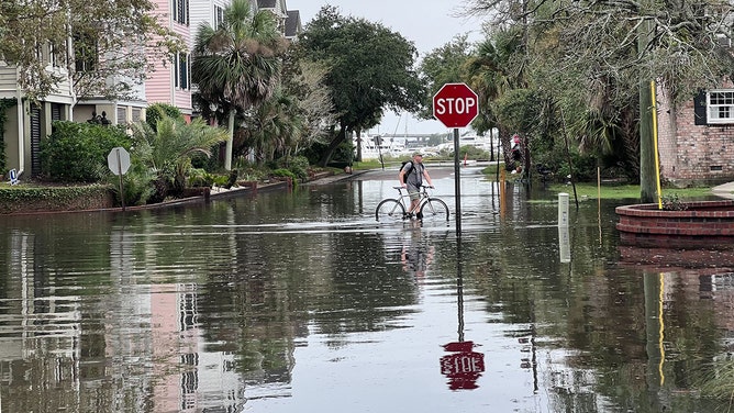 Coastal flooding was seen in Charleston, South Carolina, on Friday morning.