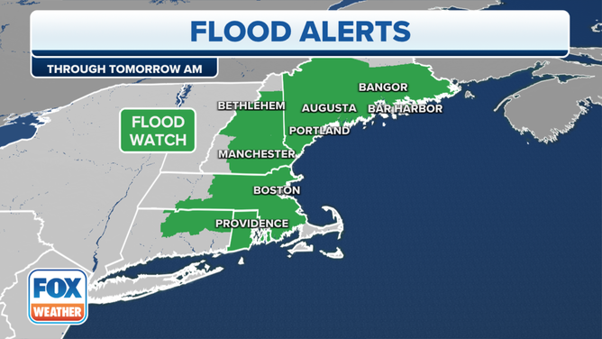 An image showing an example of a Flood Watch. (Not a current map)